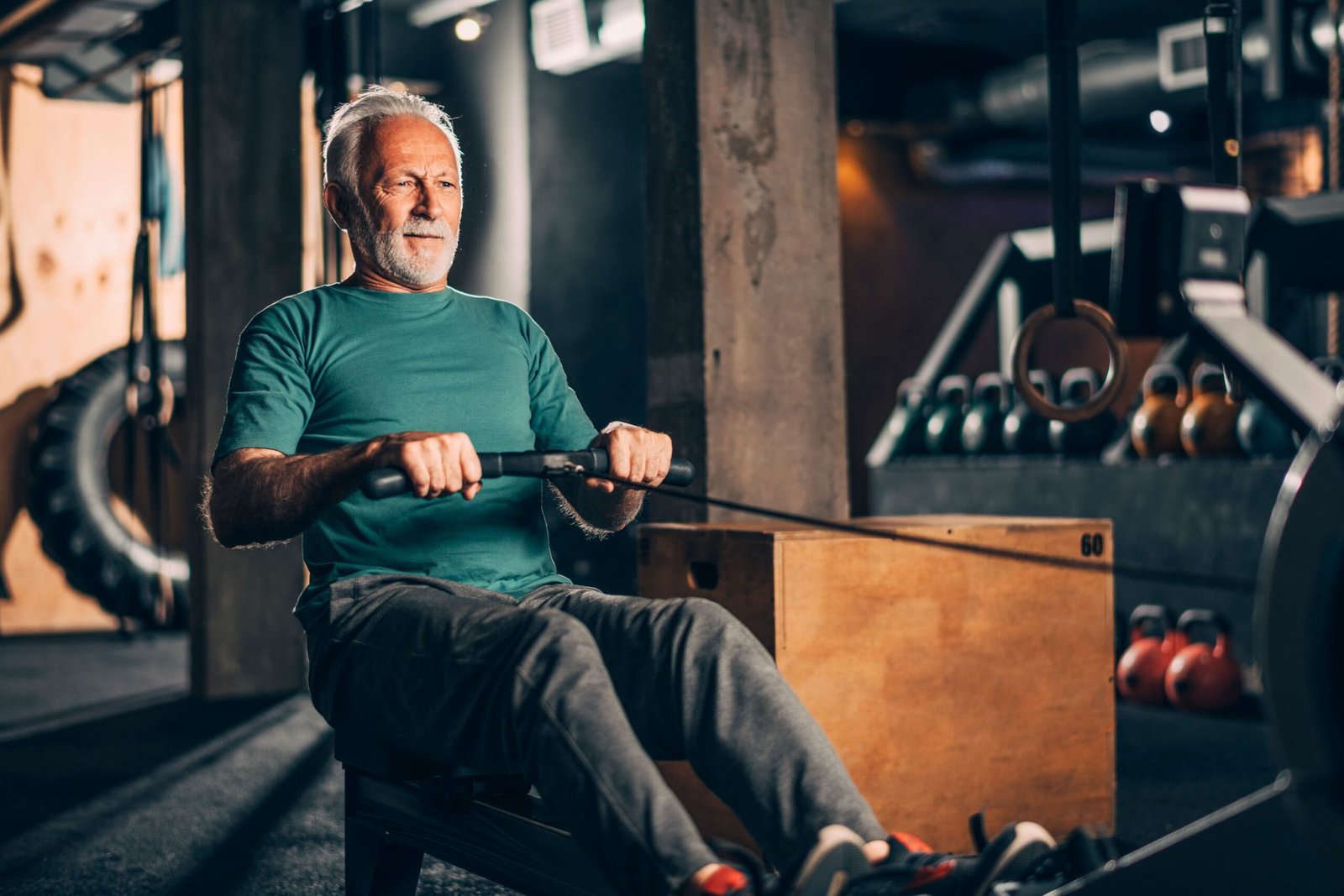 Senior woman lifting dumbbells in a bright gym Comparison chart of exercise types and their impact on senior sleep quality Infographic showing the ideal weight training program for seniors with insomnia.